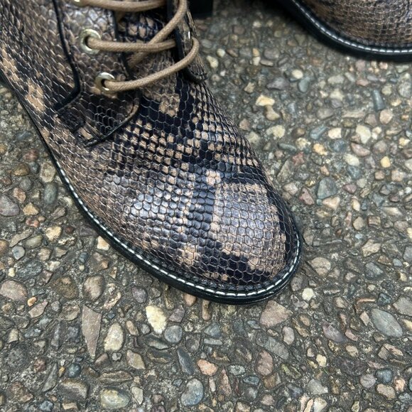 Joie Ragster Python Snakeskin Print Combat Boots in Camel Size 38 - Picture 11 of 12